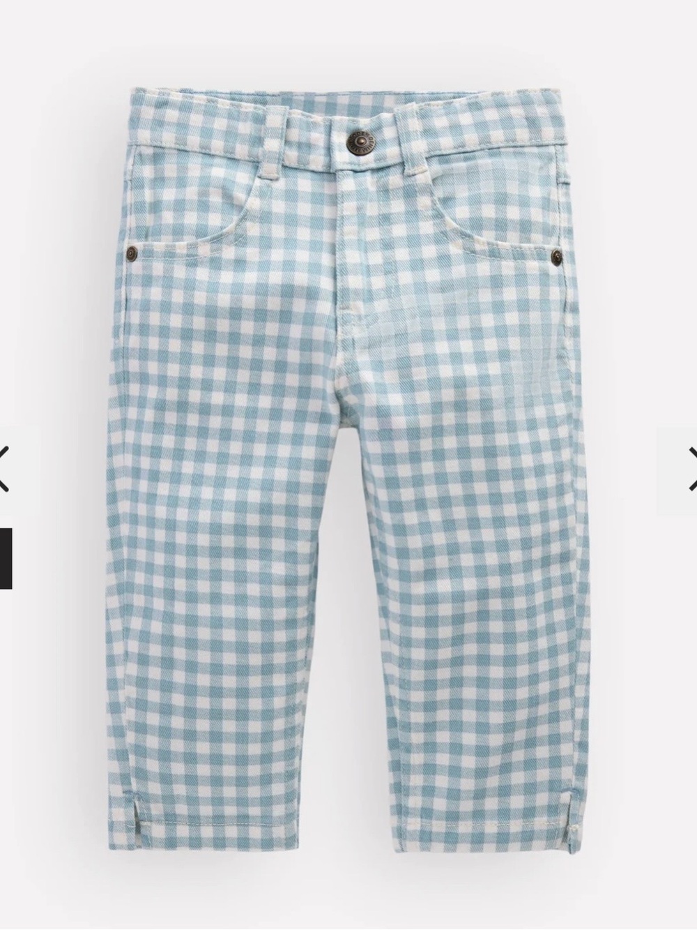 Mini Boden Light Blue and White Gingham Kids Pants
